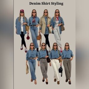 LAUREN CONRAD | Blue Denim Button Up Shirt w/Heart Print, Size XL